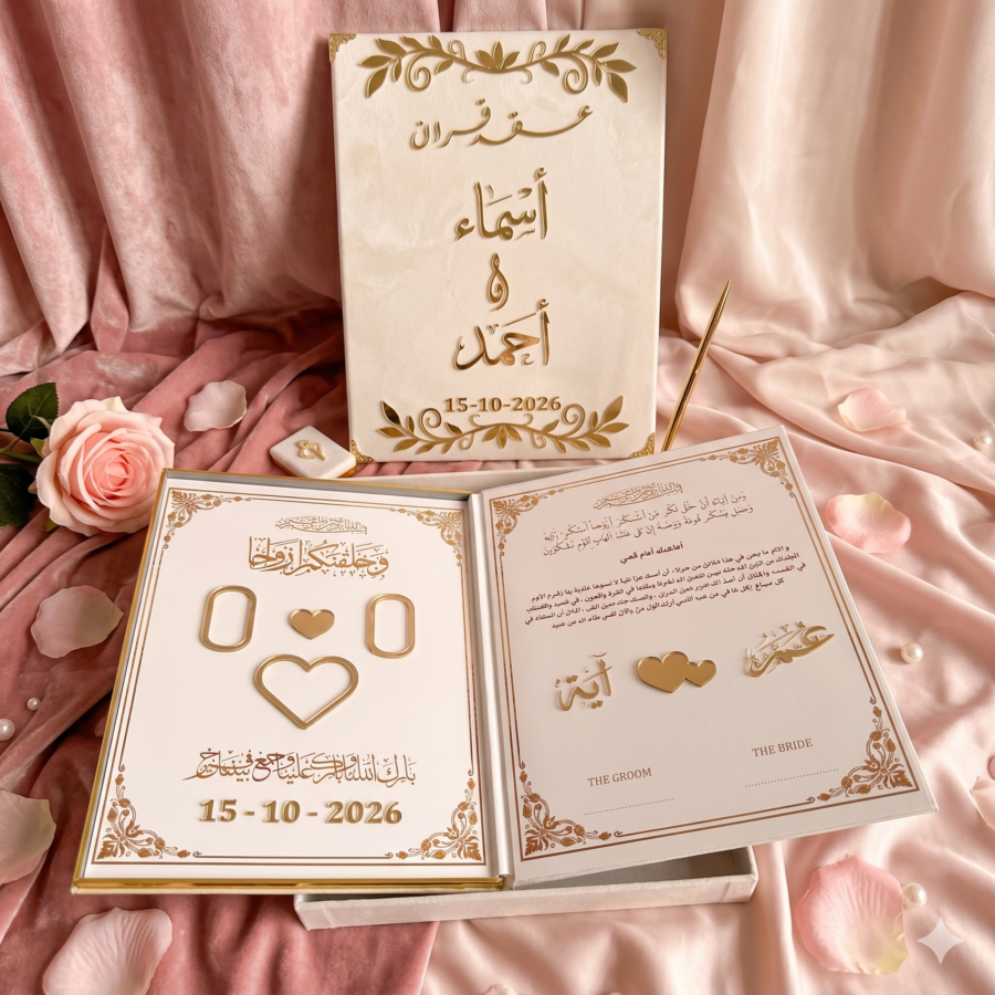 Personalized Nikah Contract Book – Custom Velvet Cover, Names and Date